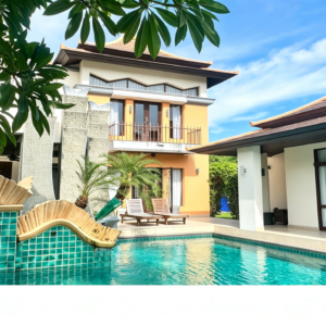 Pool courtyard and villa buildings at Pattaya Water Villa